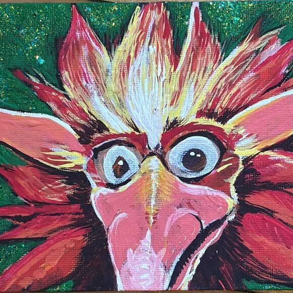 Other - Original Acrylic Painting with Glitter 5x7 Labyrinth Movie Fan Art Fire Gang